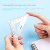 Hands hold a triangular aluminum drafting ruler, demonstrating its smooth edges and quality.