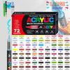 Box of Acrylic Brush Markers featuring 72 colors and tips for DIY crafts