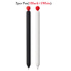 Two smooth gel pens are shown, one black and one white.