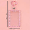 Clear acrylic card holder with a pink key ring and a rectangular card slot.