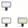 Two portable rechargeable mini selfie lights, one showing a bright white light and the other showing a warm yellow light.