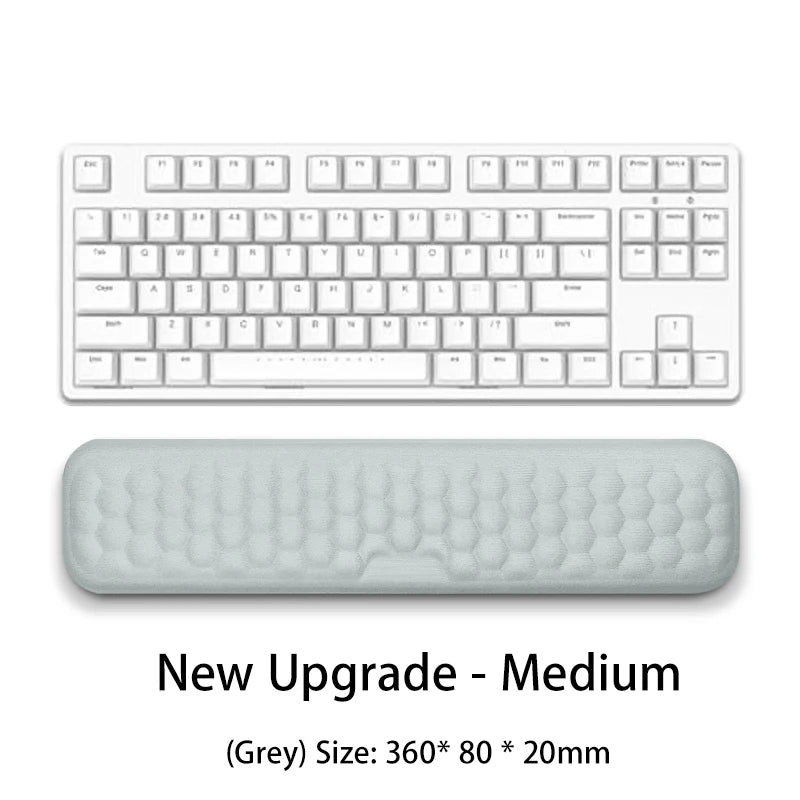Grey medium upgrade ergonomic keyboard and mouse wrist rest pad with a standard layout