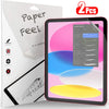 A package of Paper Feel screen protectors for an Apple iPad showing various textures and designs.