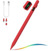 Roter Stift mit flexibler Spitze und mehrfarbigem Farbverlauf diagonal dargestellt.