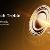Close-up of a foldable Bluetooth headphone driver emitting light, highlighting deep bass and rich treble sound.