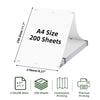 A4 size thermal folding printing paper sheet with dimensions and features listed.