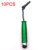 Ten green and silver fine point styluses with black cords shown against a white background.