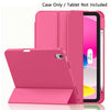 A pink protective case for an iPad is shown, with the tablet inside and the case cover displayed alongside it.