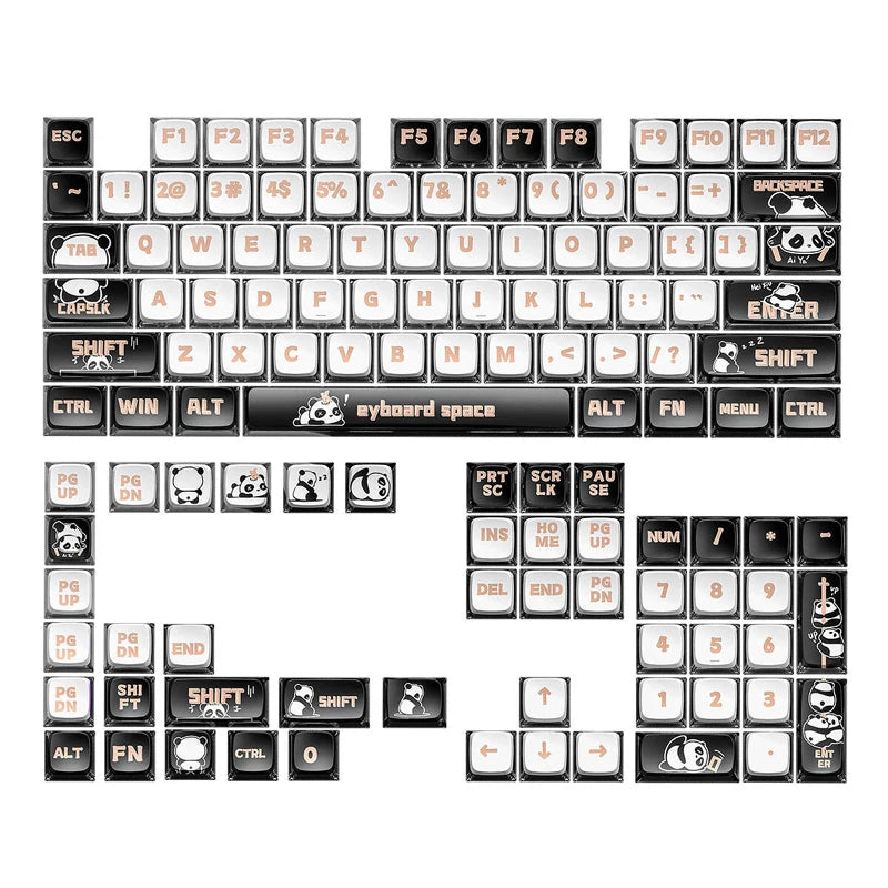 A close-up view of PBT sublimated shark keycaps for mechanical keyboards showing various letter and function keys.