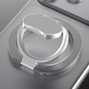 A silver magnetic phone stand with a kickstand designed for MagSafe and metal cases.