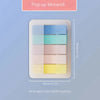 A clear plastic box containing 20 fluorescent PET sticky notes in various pastel colors for index tabs.