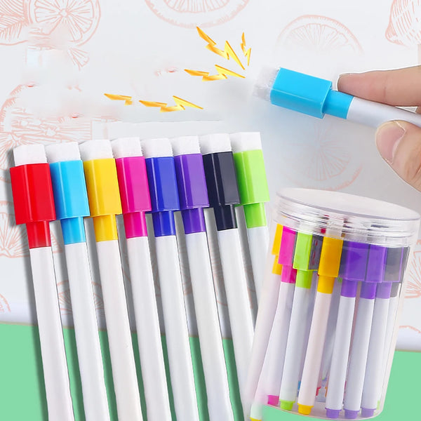 8er-Set magnetische Whiteboard-Stifte in verschiedenen Farben, darunter rot, blau, gelb, rosa, lila, schwarz und grün.