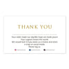 A thank you message card with the text THANK YOU and prompts to leave a review and share on social media.