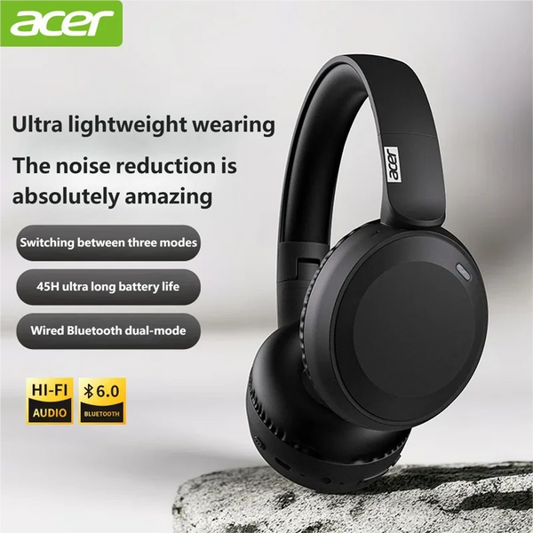Casque noir sur une surface texturée, mettant en avant le design léger et les fonctionnalités