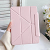 Funda protectora de imitación de cuero rosa para iPad con cortes geométricos