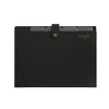 Black A4 document accordion folder with a snap button closure.