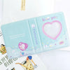 A clear blue photo card binder with a pink heart design and the text Like You