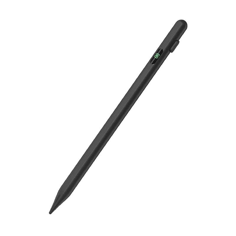 A black universal stylus pen shown diagonally against a white background.