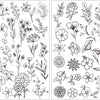 Black and white line drawings of various floral patterns for embroidery paper