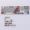 A full set of translucent PBT keycaps with side-printed legends in a cherry profile layout.