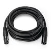 Black shielded XLR audio cable coiled and terminated with connectors