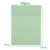 A rectangular sheet of light green transparent sticky note memo pad measuring 70mm by 95mm.
