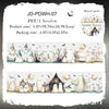 A sheet of JD-PDWH-07 masking tape featuring various white ghost and witch figures for Halloween crafts.