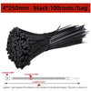 Black 4x250mm heavy-duty nylon cable ties with self-locking design shown in a bundle.