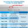 A list of order options and compatible laptop models for a Mag2 T power adapter.