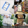 A small clipboard with a secure clip is shown next to a laptop and in a shopping bag.