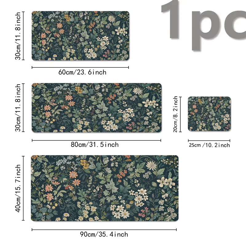 A collection of three floral design mouse pads in various sizes and colors with non-slip rubber bases.