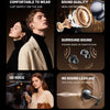 A promotional image for comfort headphones showing features like comfortable fit, sound quality, surround sound, HD voice, an