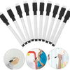 A set of dry erase markers with felt erasers shown in various angles and close-ups.