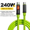 A green Type-c to Type-c charging cable with an intelligent digital display showing 240W power.