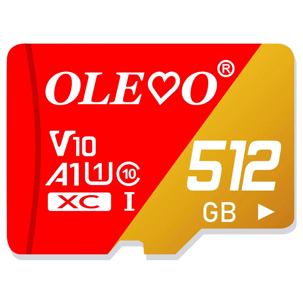 Red and yellow memory card with branding and technical specifications