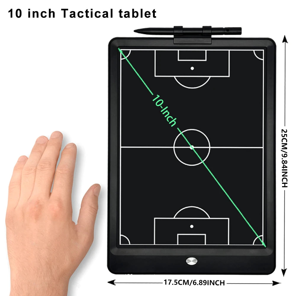 A 10 inch tactical tablet showing a field layout with a green line marking a 10-inch distance.