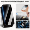 A display shows a high-aluminumosilicate tempered glass screen protector applied to an iPhone, demonstrating hardness and scr