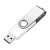 Silberner USB-Stick mit rotierender Clips und USB-Anschluss, von oben gezeigt.