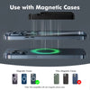 A magnetic wireless power bank is shown with and without magnetic cases, demonstrating its use.