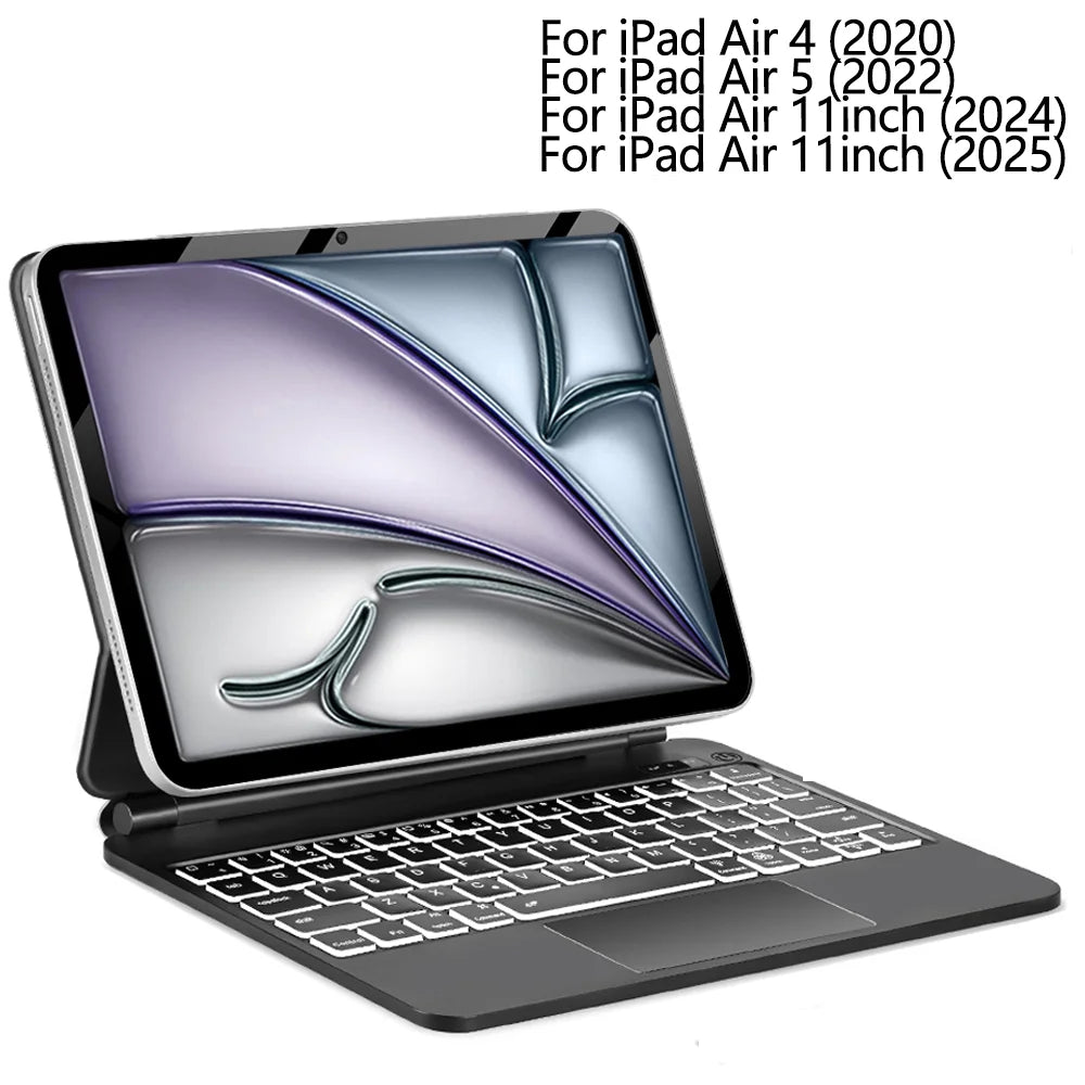 A silver Slim Bluetooth Keyboard Case for an iPad Air showing the device and its case.