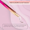 High closure curved tweezers with a gradient finish showing the tip distance of 7mm