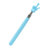 A light blue telescopic stainless steel teaching pointer with a curved tip.