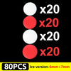 A set of eight round mouse skates, four white and four red, with quantity indicated as x20 for each color.