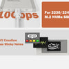 A white M.2 NVMe SSD enclosure is shown next to text indicating it is for 2230/2242 M.2 NVMe SSDs.