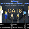 Darstellung von D-Sunty CAT8 abgeschirmten Ethernet-Kabeln, die 40Gbit/s-Geschwindigkeit, 2000MHz-Frequenz, RJ45-Stecker und 