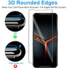 A product image showing a 3D rounded edges screen protector for a cell phone, demonstrating the difference between rounded an