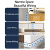 Diagram showing beautiful wiring techniques for narrow spaces: table gap, carpet, and corner wiring.