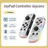 A pair of white Joypad controllers with RGB lighting and a yellow background.