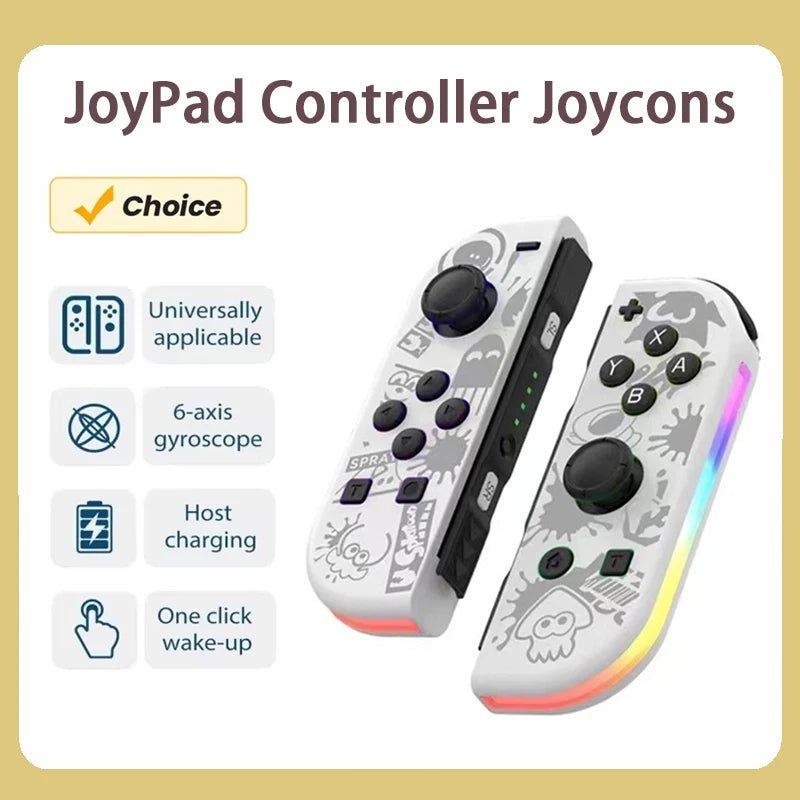 A pair of white Joypad controllers with RGB lighting and a yellow background.