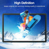 A high-definition screen protector is shown on a tablet displaying a snowy mountain landscape with a person jumping.